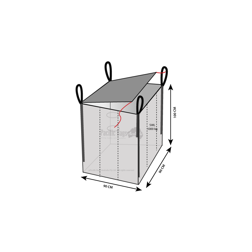 1.0 Tonne U Panel Top Lid Flap Closed Bottom Bulk Bag 90